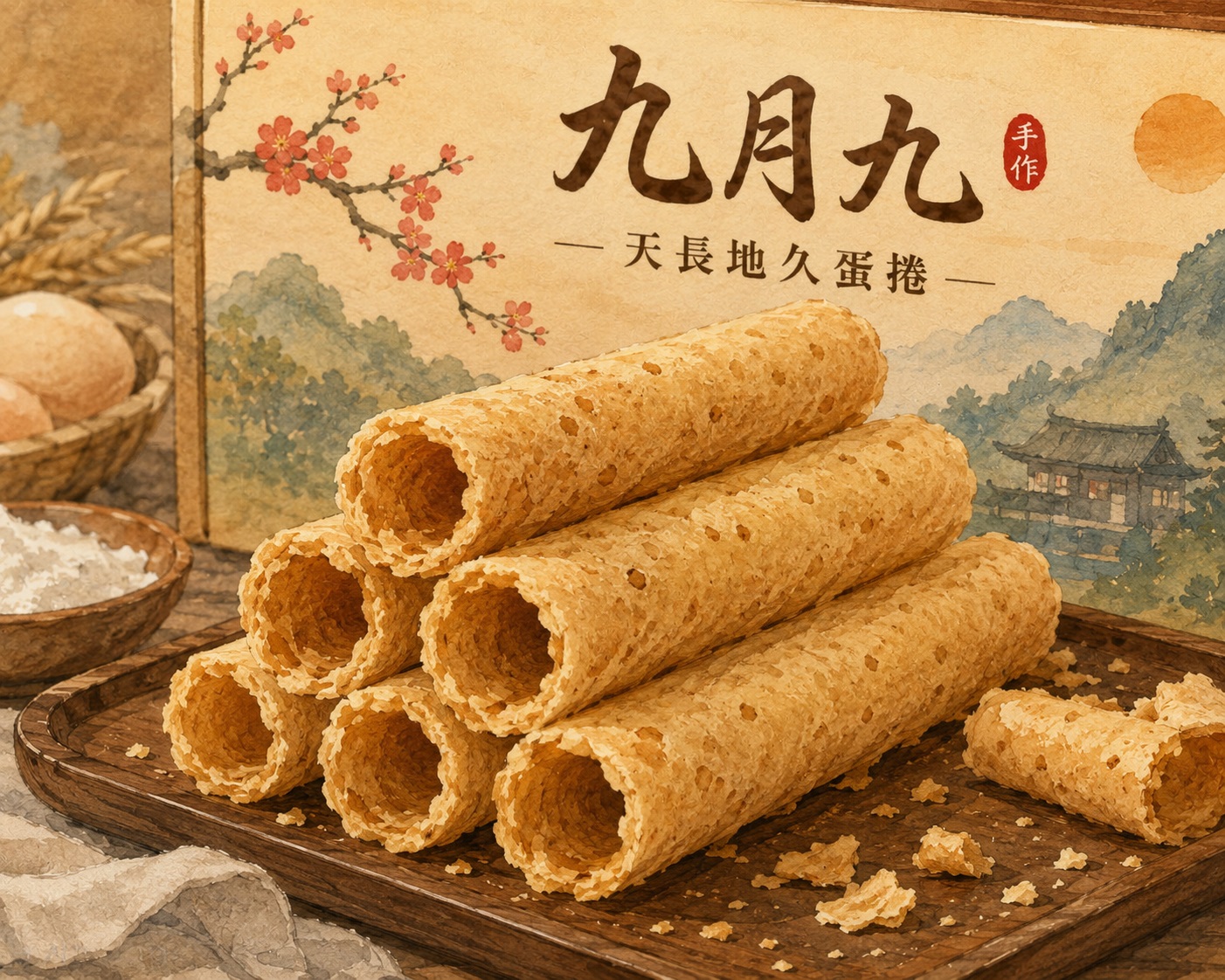 九月九手工蛋捲酥脆紋理近拍