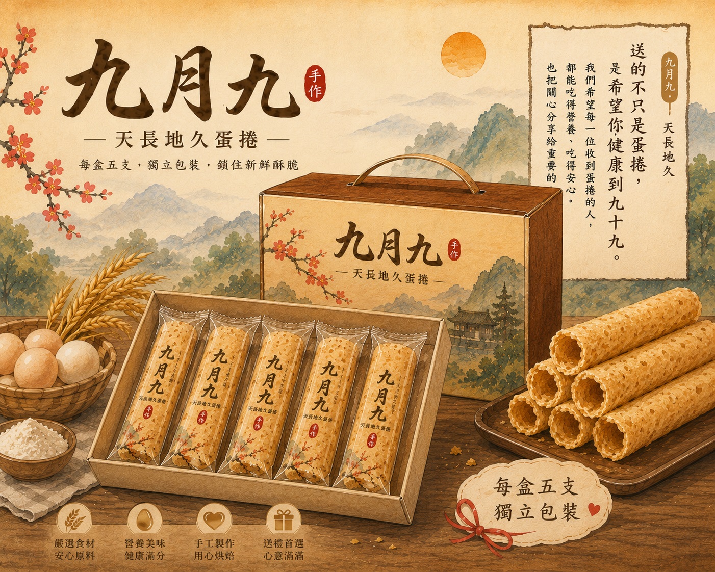 九月九蛋捲獨立包裝與禮盒